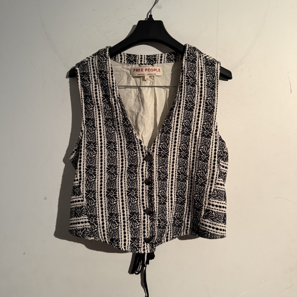 Free People Field Of Flowers Vest Corset Back Small Boho Cottagecore Snap Button
